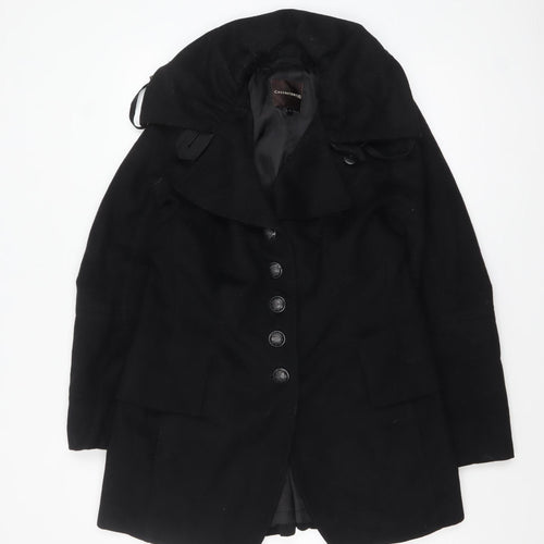 Creenstone Women's Black Wool Blend Mid-Length Overcoat Size 12