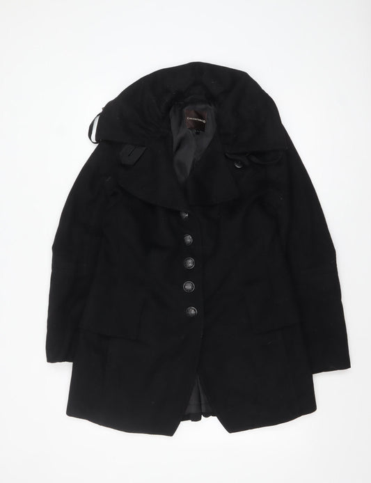 Creenstone Women's Black Wool Blend Mid-Length Overcoat Size 12