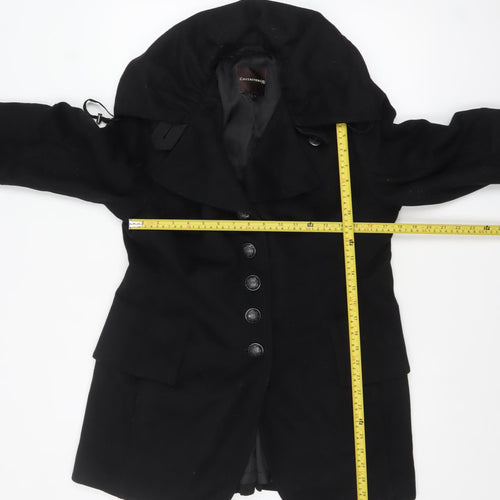 Creenstone Women's Black Wool Blend Mid-Length Overcoat Size 12