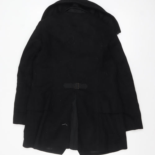 Creenstone Women's Black Wool Blend Mid-Length Overcoat Size 12