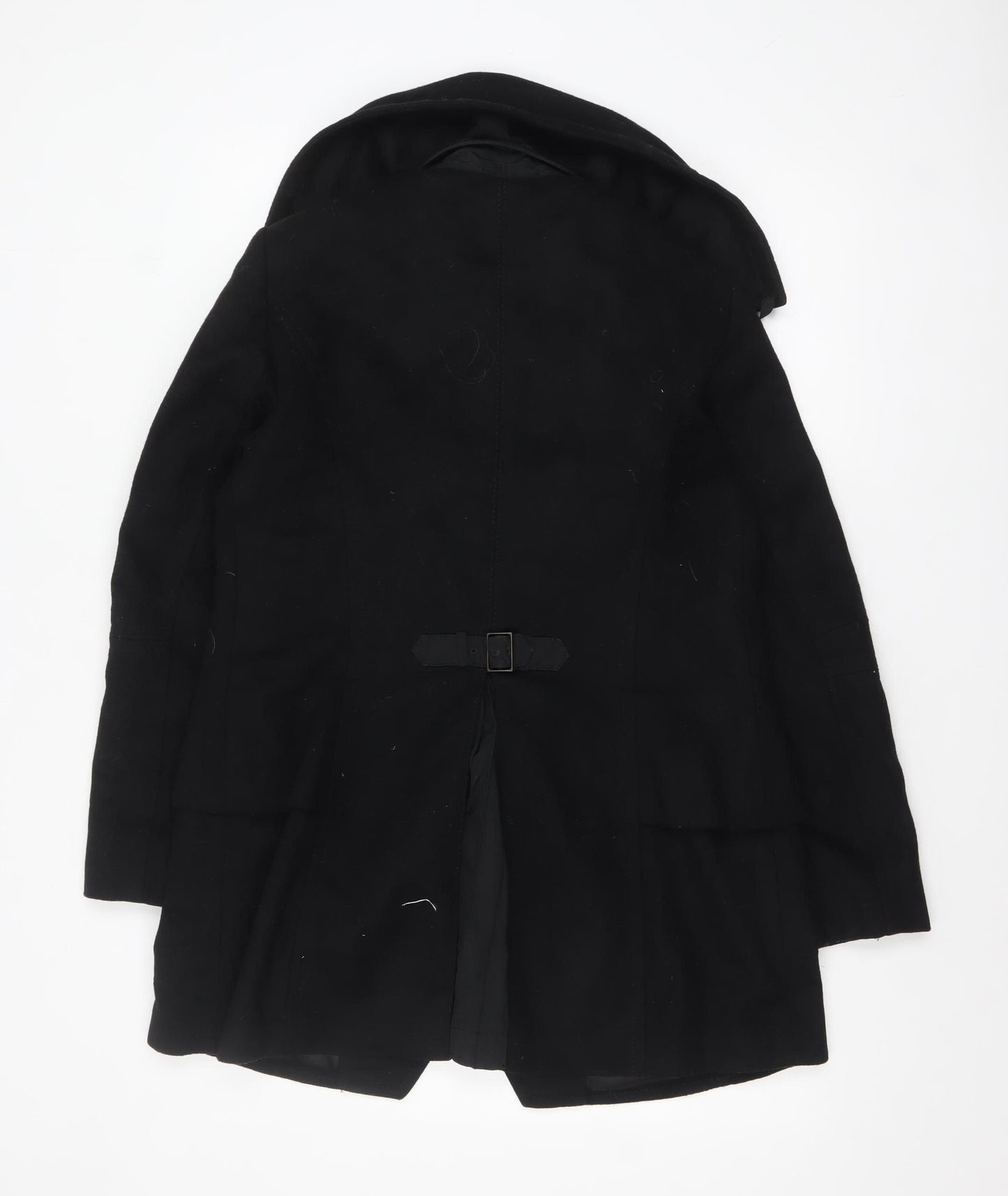 Creenstone Women's Black Wool Blend Mid-Length Overcoat Size 12