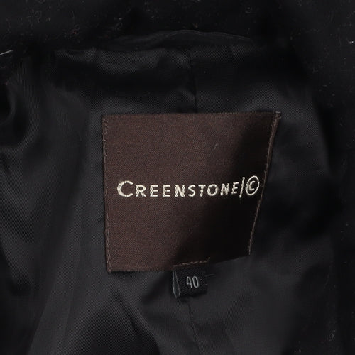 Creenstone Women's Black Wool Blend Mid-Length Overcoat Size 12