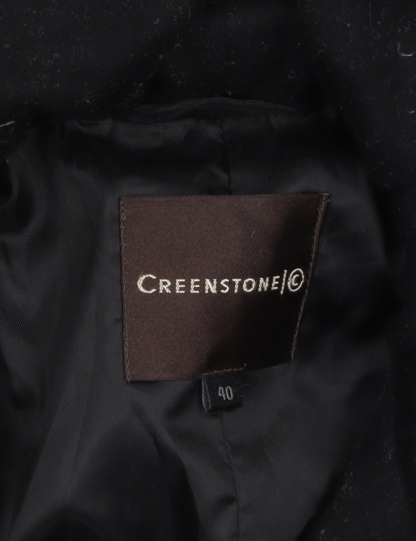 Creenstone Women's Black Wool Blend Mid-Length Overcoat Size 12