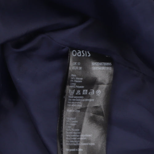 Oasis Women's Blue Regular Fit Single-Breasted Blazer Size 10