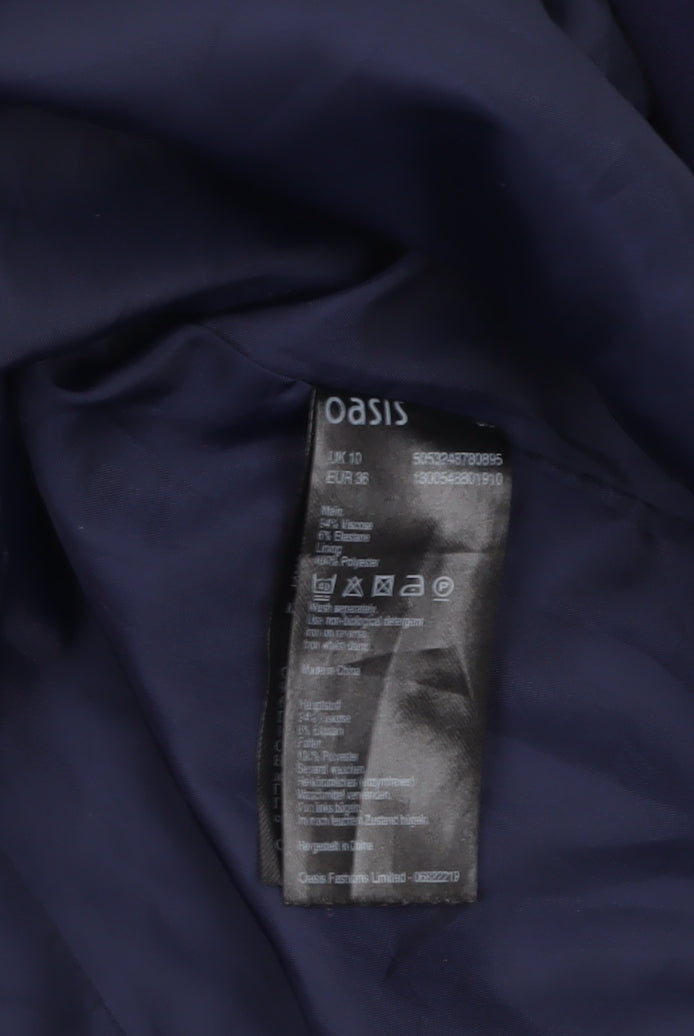 Oasis Women's Blue Regular Fit Single-Breasted Blazer Size 10