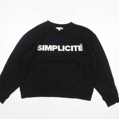 H&M Women's Black SIMPLICITÉ Crew Neck Pullover Sweatshirt Size 12