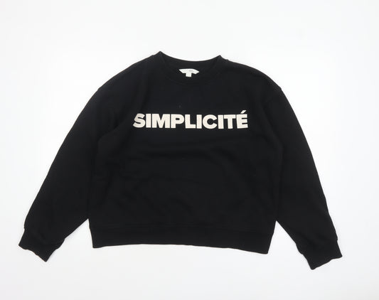 H&M Women's Black SIMPLICITÉ Crew Neck Pullover Sweatshirt Size 12