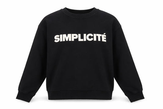Front view of H&M Women's Black SIMPLICITÉ Crew Neck Pullover Sweatshirt, size 12