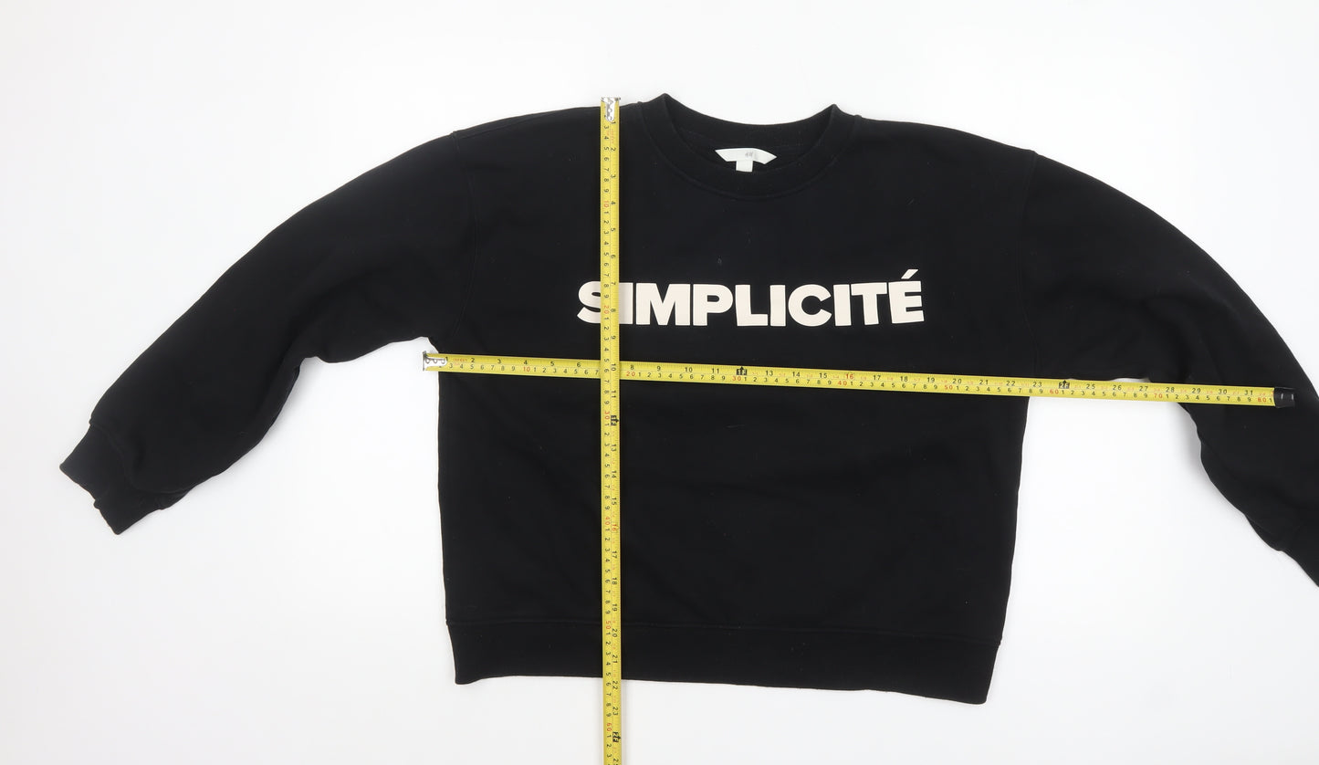 H&M Women's Black SIMPLICITÉ Crew Neck Pullover Sweatshirt Size 12