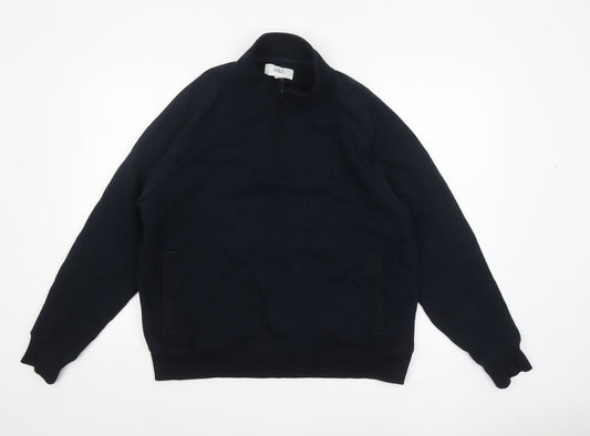 Marks and Spencer Men's Black L 1/2 Zip Fleece Sweatshirt