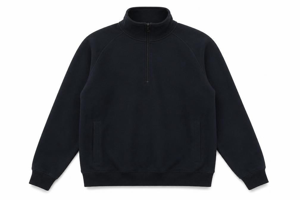 Front view of Marks & Spencer Men's Black L 1/2 Zip Fleece Sweatshirt