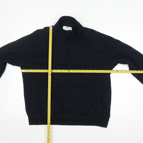 Marks and Spencer Men's Black L 1/2 Zip Fleece Sweatshirt