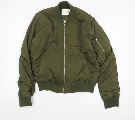 Heart & Hips Women’s Green Bomber Jacket Size L Casual Zip Up