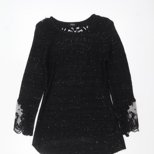 Klass Women's Black Sequin Knit Tunic Jumper Size S