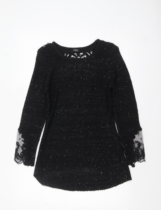 Klass Women's Black Sequin Knit Tunic Jumper Size S