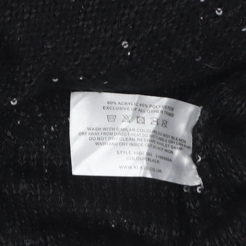 Klass Women's Black Sequin Knit Tunic Jumper Size S