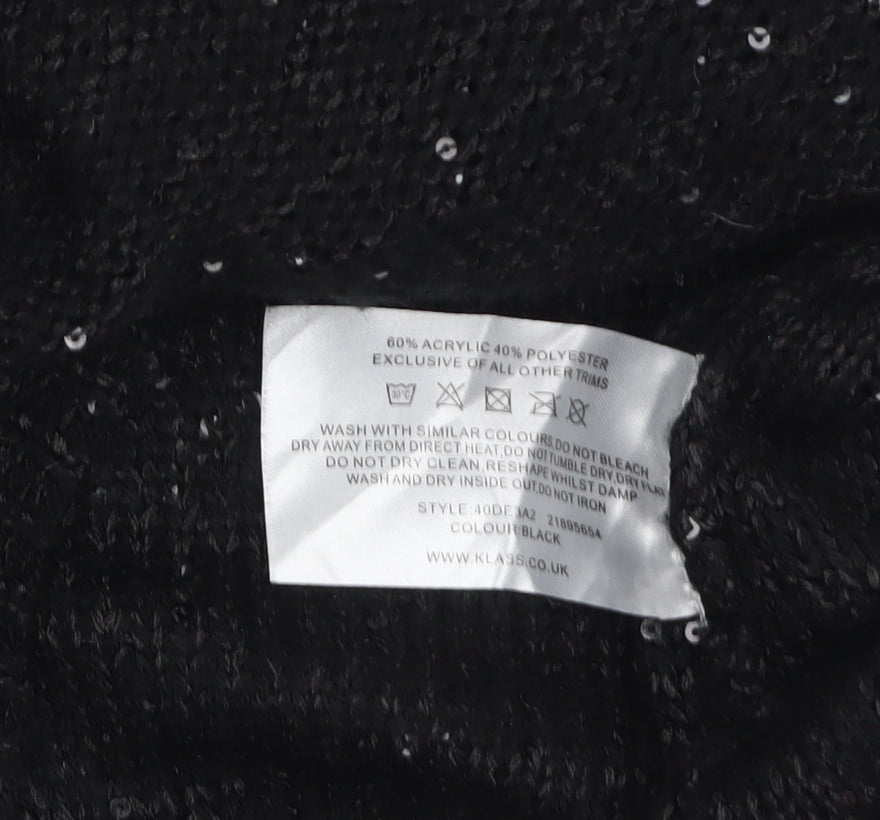 Klass Women's Black Sequin Knit Tunic Jumper Size S