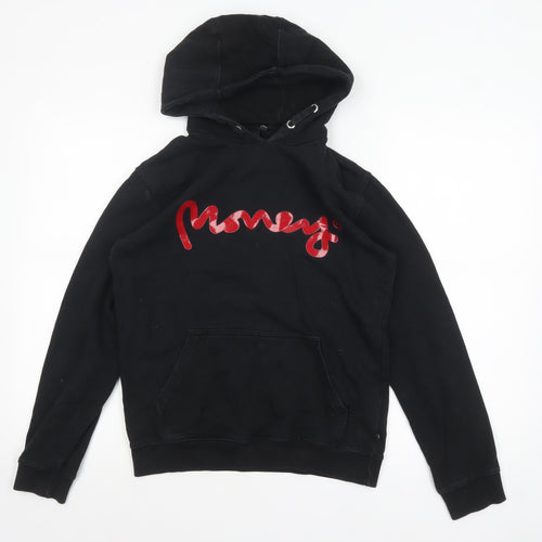 Money Boys Black Hoodie 14-15 Years Pullover Graphic Cotton Hooded Sweatshirt