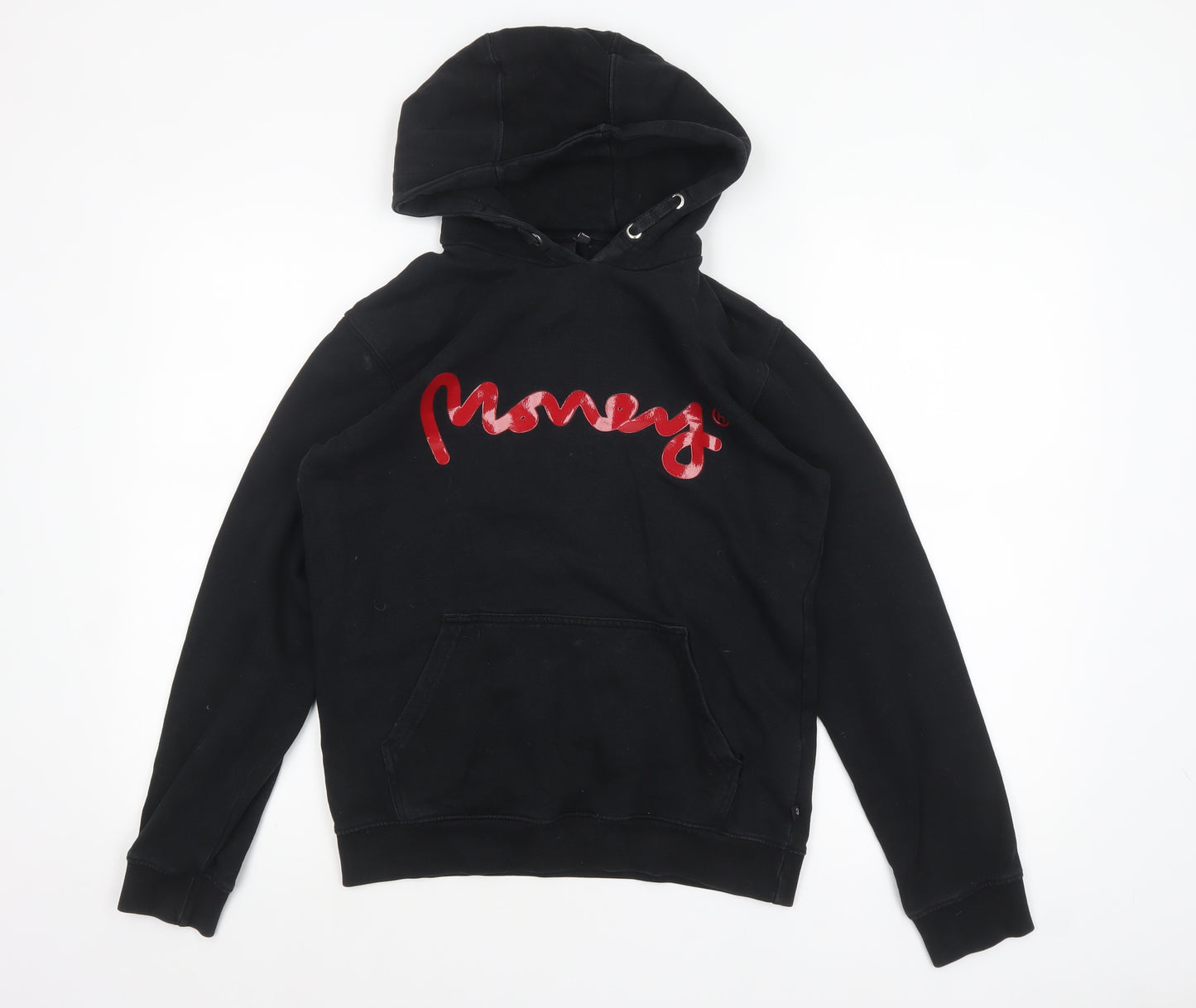Money Boys Black Hoodie 14-15 Years Pullover Graphic Cotton Hooded Sweatshirt