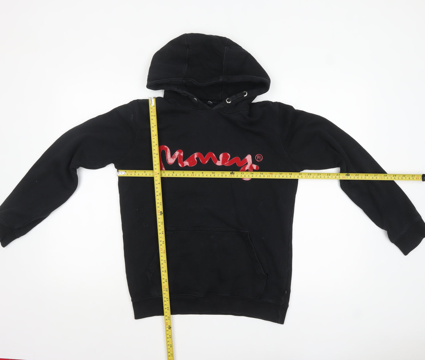 Money Boys Black Hoodie 14-15 Years Pullover Graphic Cotton Hooded Sweatshirt