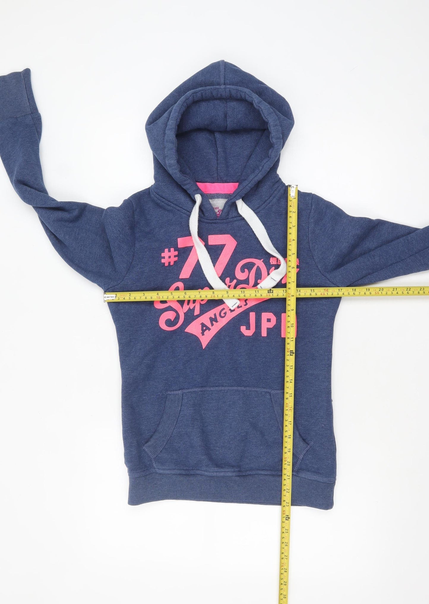 Superdry Womens Blue XS Pullover Hoodie with Logo Print