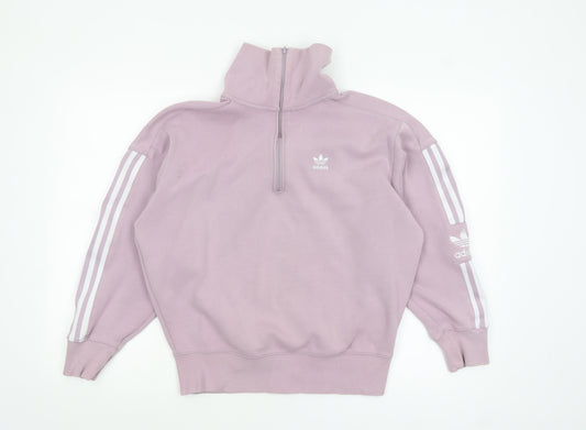 Adidas Womens Pink 1/2 Zip Pullover Sweatshirt Size 10