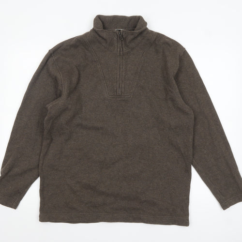 Marks and Spencer Mens Brown 1/4 Zip Cotton Pullover Sweatshirt M