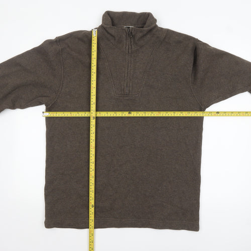 Marks and Spencer Mens Brown 1/4 Zip Cotton Pullover Sweatshirt M