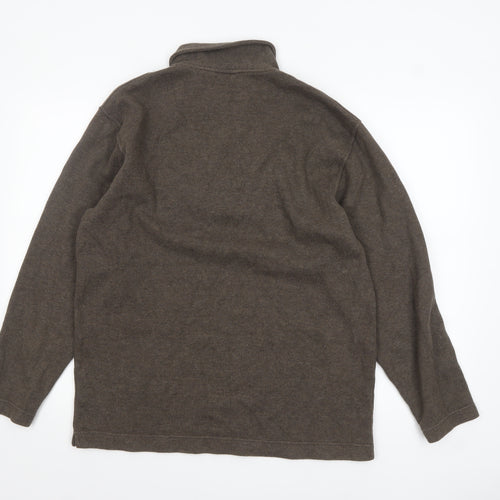 Marks and Spencer Mens Brown 1/4 Zip Cotton Pullover Sweatshirt M