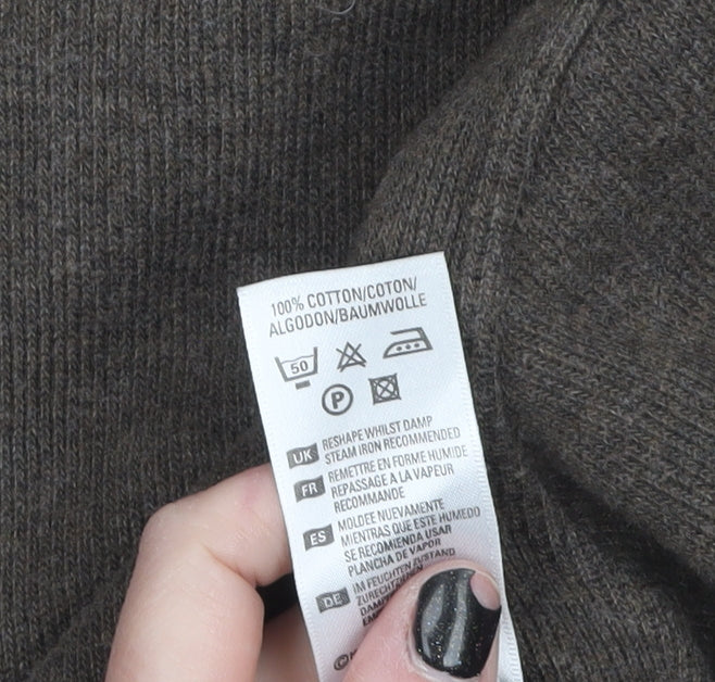 Marks and Spencer Mens Brown 1/4 Zip Cotton Pullover Sweatshirt M