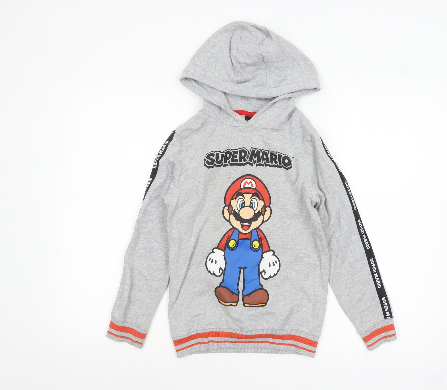 Super Mario Boys Grey Hoodie 8 Years Pullover Cotton Blend Graphic Print