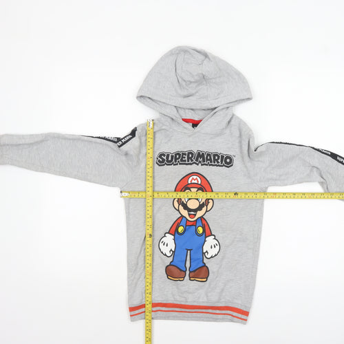 Super Mario Boys Grey Hoodie 8 Years Pullover Cotton Blend Graphic Print