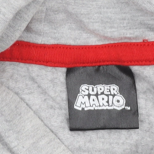 Super Mario Boys Grey Hoodie 8 Years Pullover Cotton Blend Graphic Print