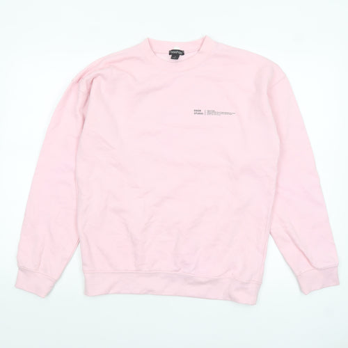 Boohoo Womens Pink Crew Neck Pullover Sweatshirt Size 8