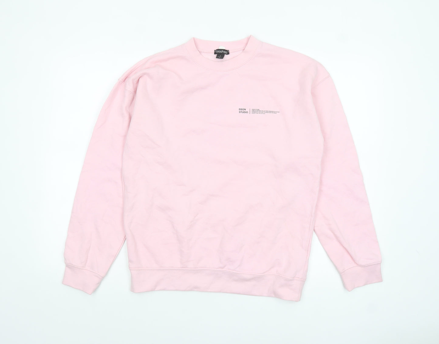 Boohoo Womens Pink Crew Neck Pullover Sweatshirt Size 8