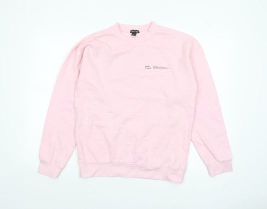Boohoo Womens Pink Crew Neck Pullover Sweatshirt Size 8