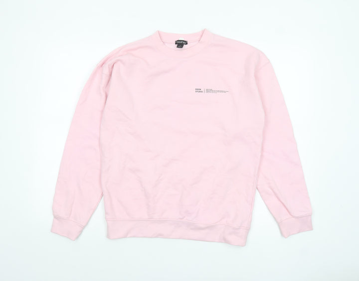 Boohoo Womens Pink Crew Neck Pullover Sweatshirt Size 8