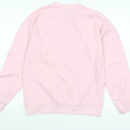 Boohoo Womens Pink Crew Neck Pullover Sweatshirt Size 8