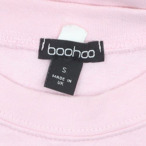 Boohoo Womens Pink Crew Neck Pullover Sweatshirt Size 8