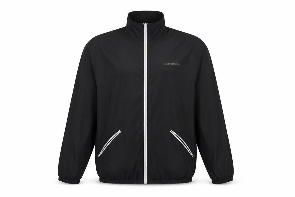 Front view of Cabrini Men's Black 2XL Windbreaker Jacket Lightweight Full Zip