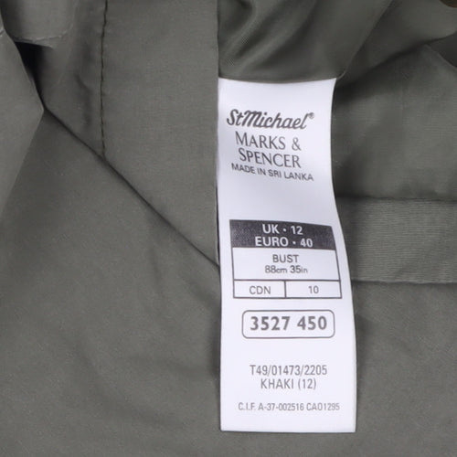 Marks and Spencer Women’s Green Hooded Parka Coat Size 12