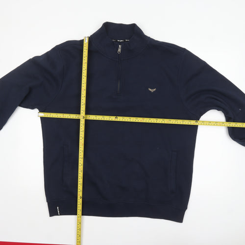 Threadbare Men's Blue XL 1/4 Zip Sweatshirt High Neck Fleece