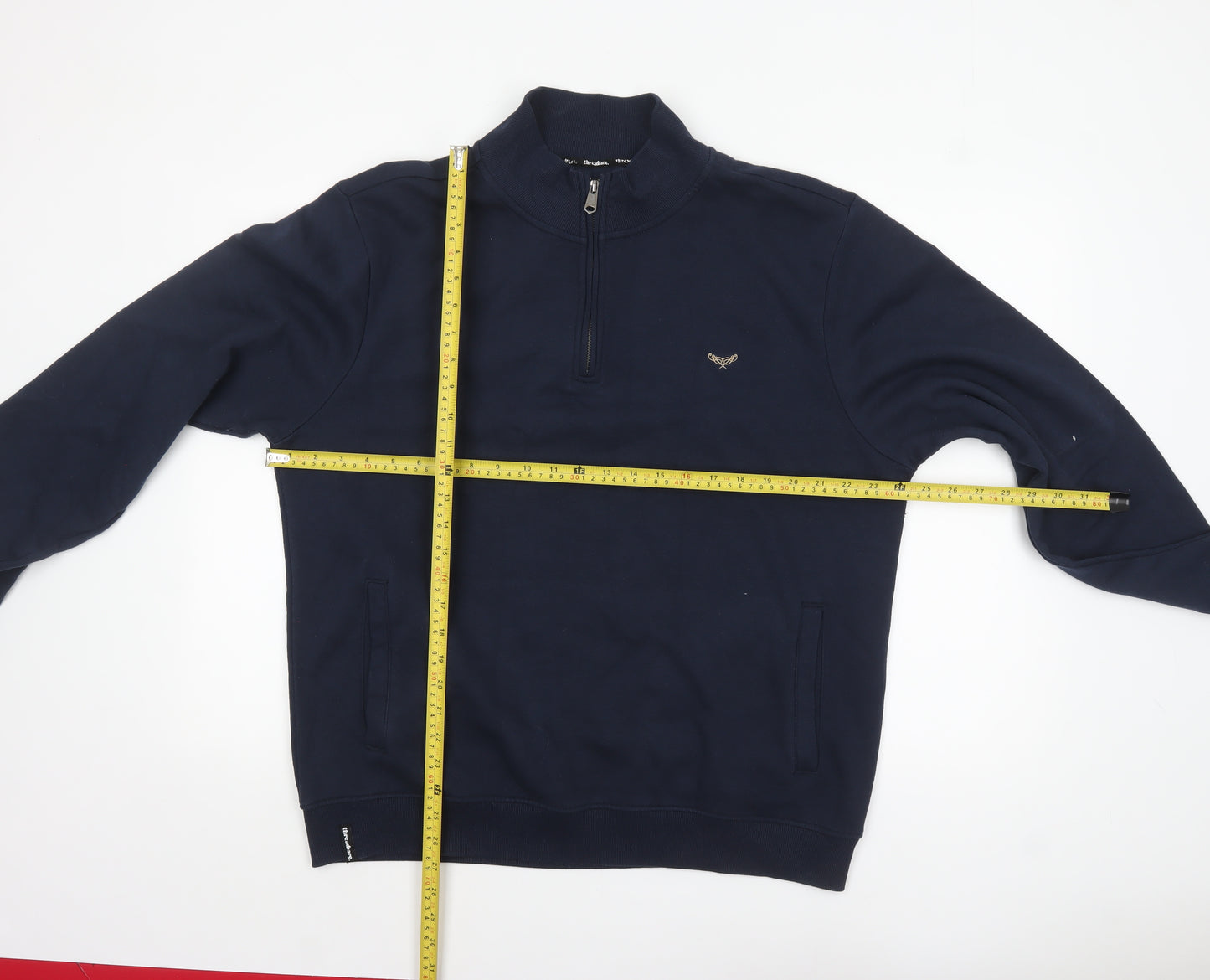 Threadbare Men's Blue XL 1/4 Zip Sweatshirt High Neck Fleece