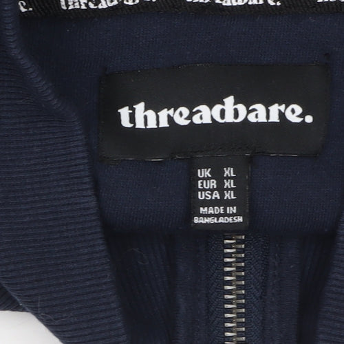 Threadbare Men's Blue XL 1/4 Zip Sweatshirt High Neck Fleece