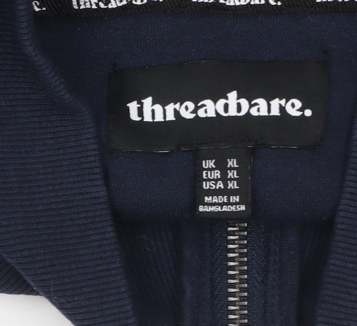 Threadbare Men's Blue XL 1/4 Zip Sweatshirt High Neck Fleece