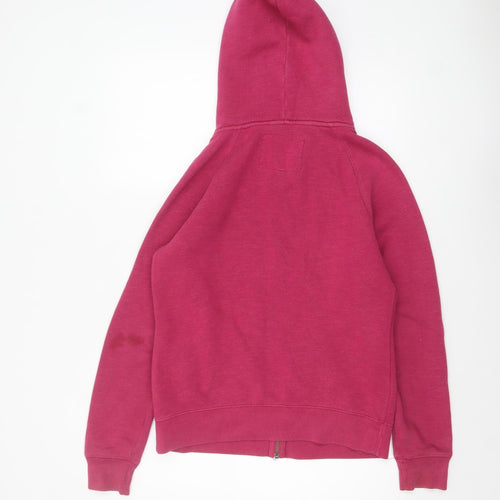 Jack Wills Women's Pink Full Zip Hoodie UK 12 Cotton Blend