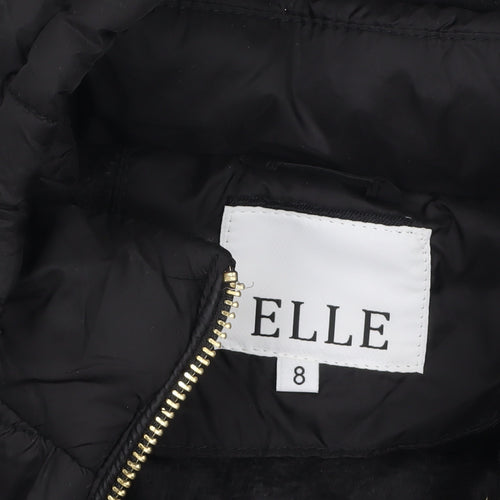 ELLE Women's Black Hooded Puffer Jacket Size 8 Mid-Length