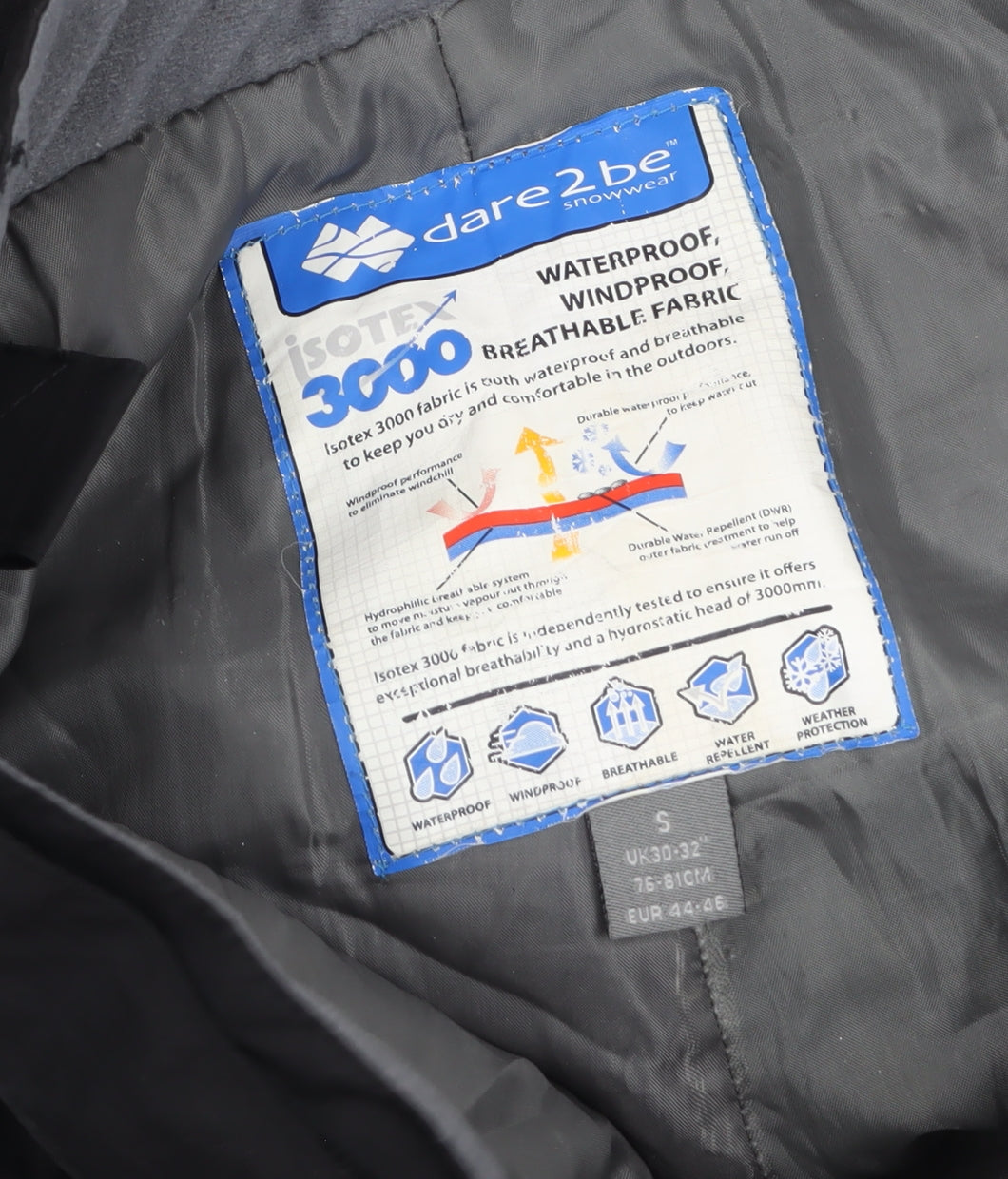 Dare 2b Womens Black Waterproof Snow Pants S Isotex 3000 Ski Trousers
