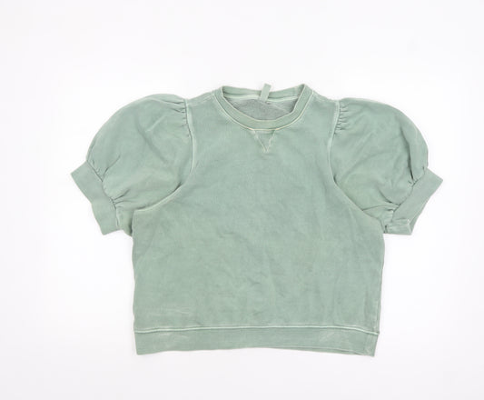 And Other Stories Women's Green Puff Sleeve Cotton T-Shirt Size 14