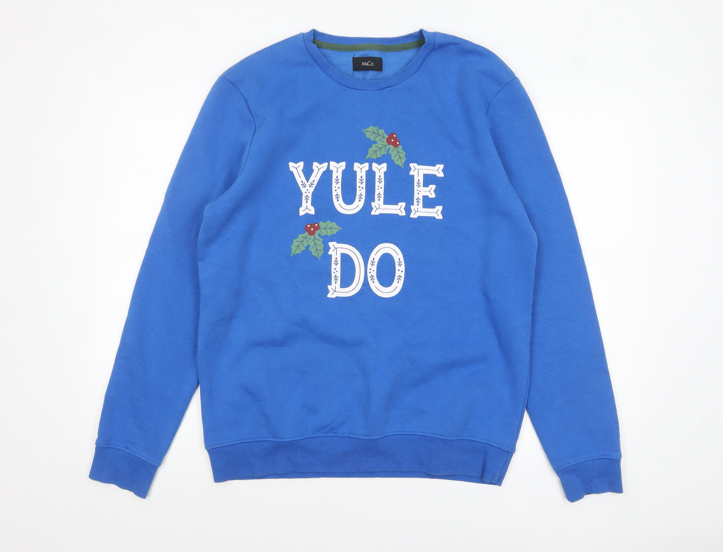 M&Co Men's Blue Christmas Graphic Pullover Sweatshirt Size M